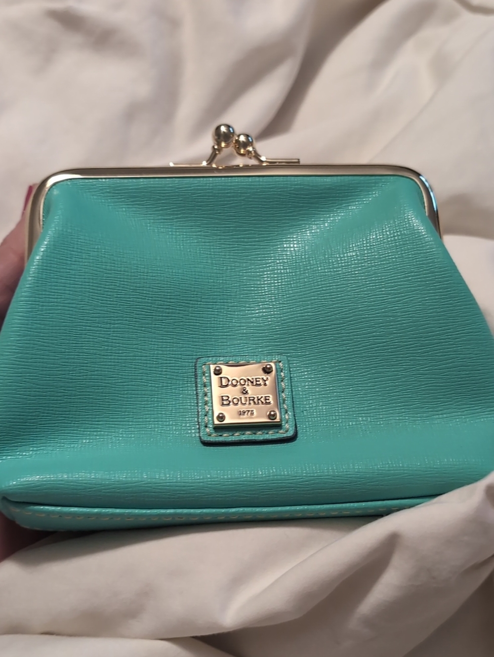 Dooney & Bourke Teal Kiss-Lock Cosmetic Pouch